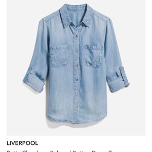 NWT Liverpool blue button down top Size Large
